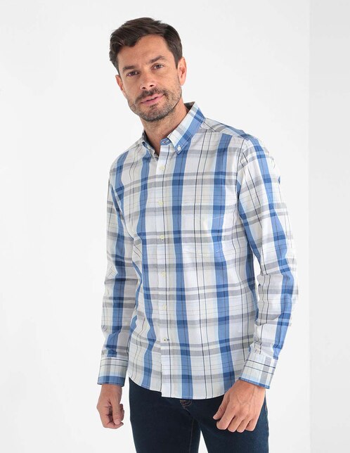 Camisa casual Contempo corte slim fit cuello mao en SB