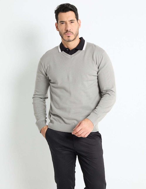 Suéter cuello V para hombre 1