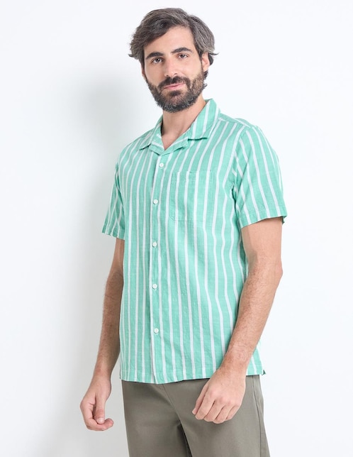 Camisa casual de algodón manga corta para hombre
