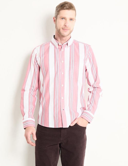 Camisa casual de algodón manga larga para hombre