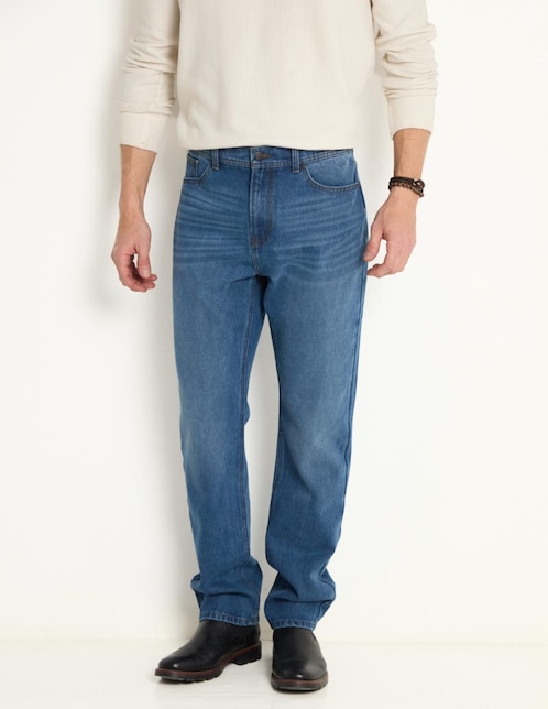 Jeans straight lavado medio para hombre 1