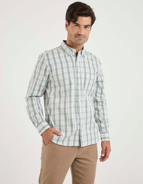 Camisa casual de algodón manga larga para hombre 1