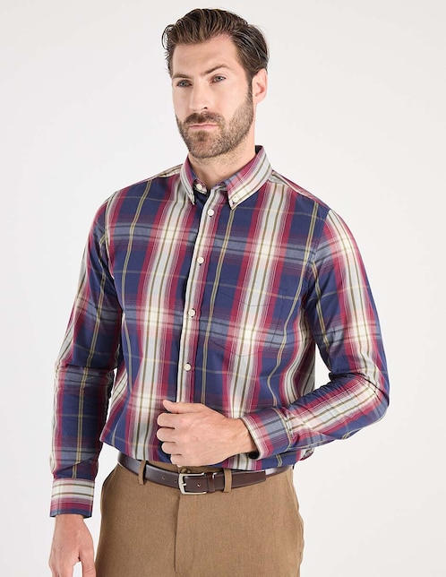 Camisa casual de algodón manga larga para hombre 1