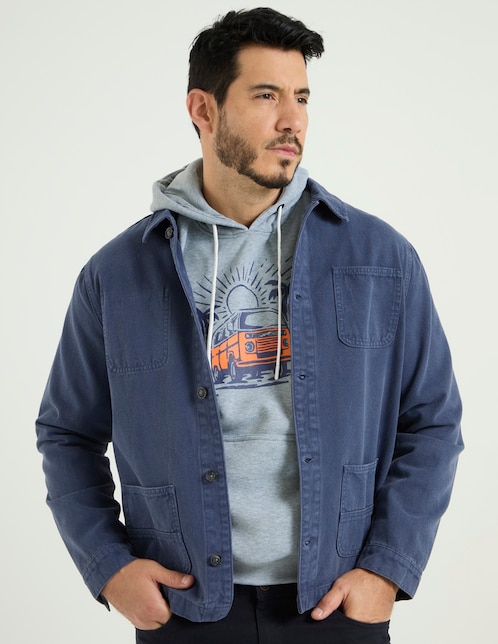 Sobrecamisa casual de algodón manga larga para hombre 1