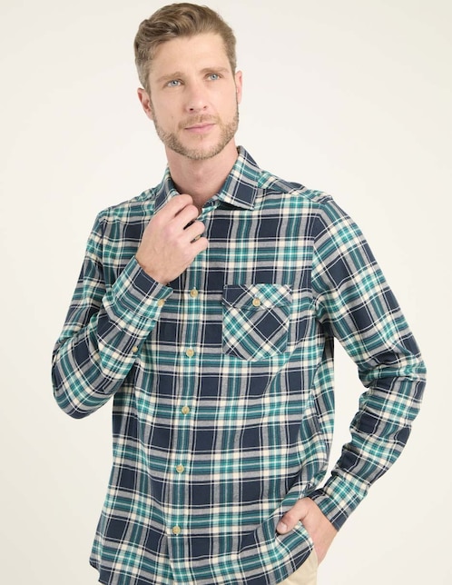 Camisa casual de algodón manga larga para hombre 1