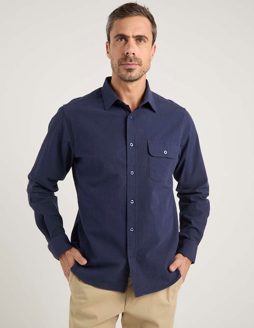 Camisa casual de algodón manga larga para hombre 1
