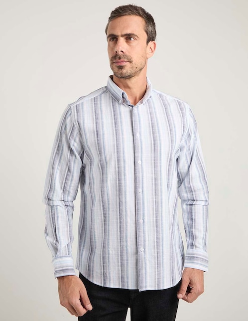 Camisa casual de algodón manga larga para hombre 1