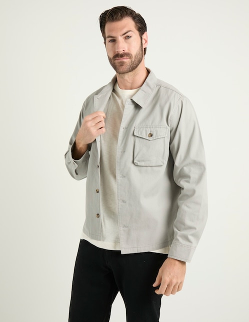 Sobrecamisa casual manga larga para hombre 1