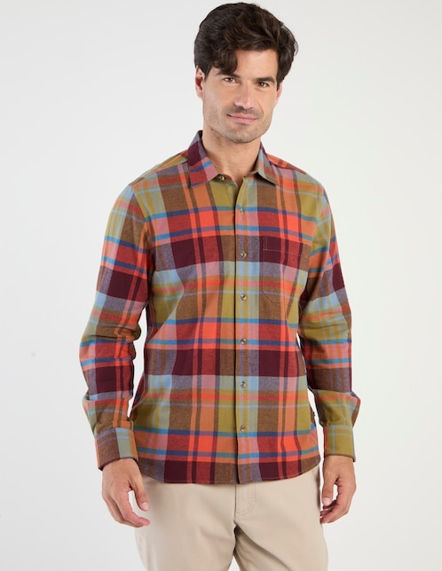 Camisa casual de algodón manga larga para hombre