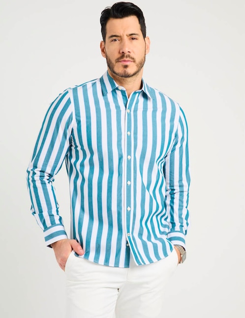 Camisa casual de algodón manga larga para hombre 1
