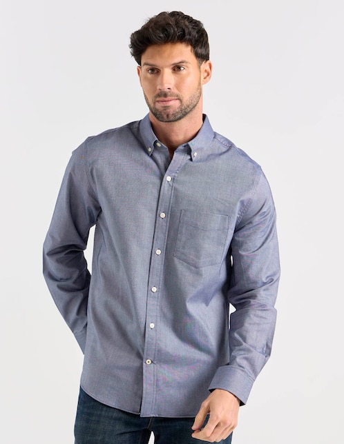 Camisa casual de algodón manga larga para hombre 1