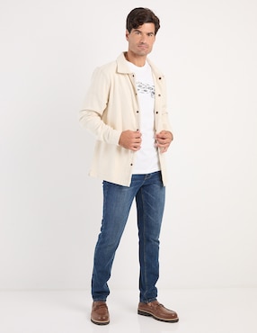 Sobrecamisa casual Weekend Premium de algodón manga larga para hombre