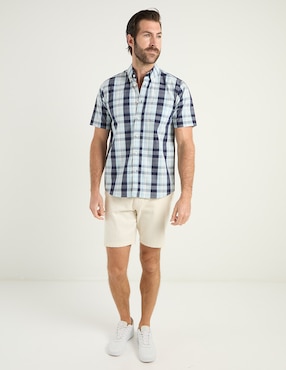 Camisa Casual Weekend de algodón manga corta para hombre