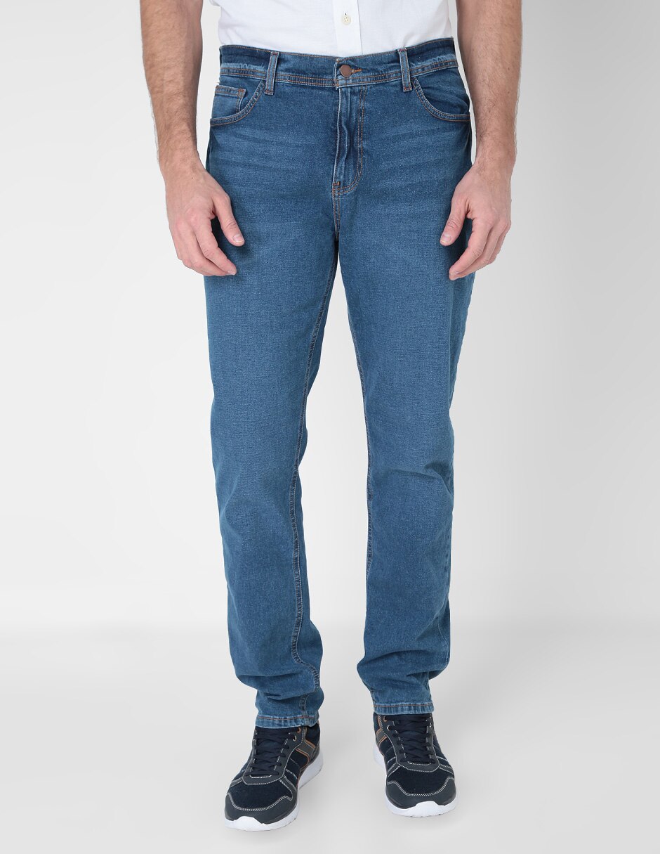 Jeans straight lavado claro para hombre 1