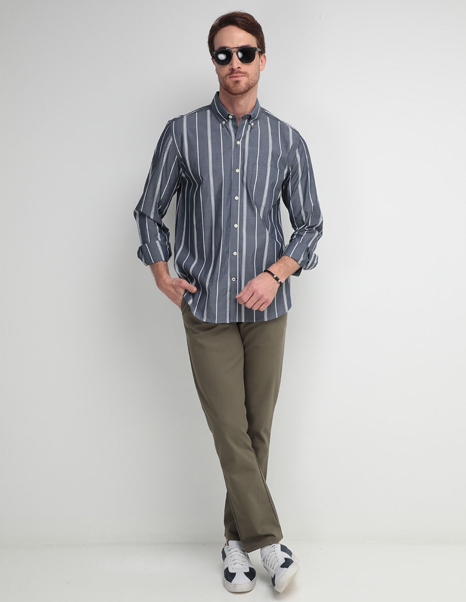 Pantalón straight de gabardina para hombre 6