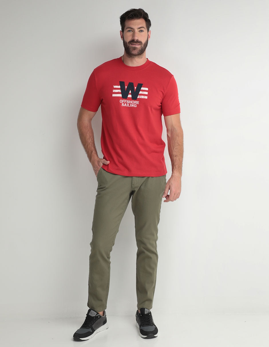 PLAYERA WEEKEND, CH, CARMÍN CLARO LISO