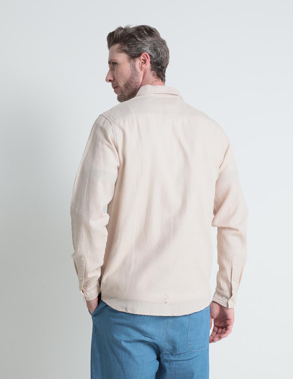CAMISA WEEKEND, EG, KHAKI PRETEÑIDO M L