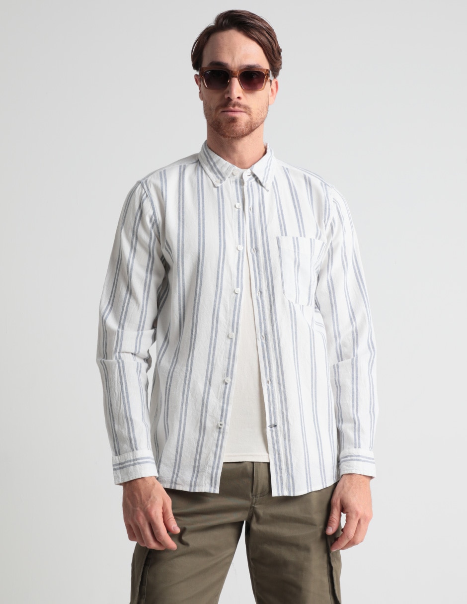 Camisa casual de algodón manga larga para hombre 1