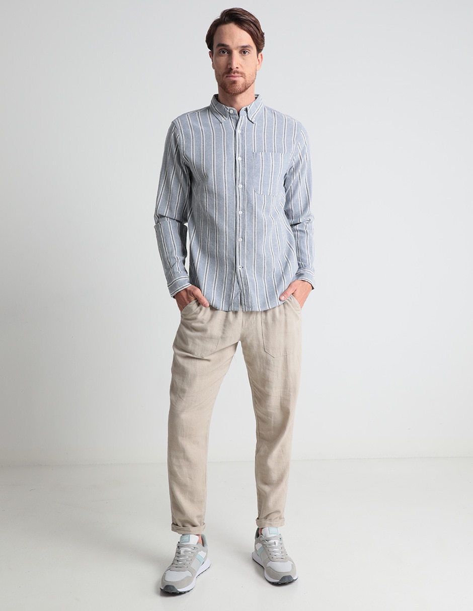 Camisa casual de algodón manga larga para hombre 3