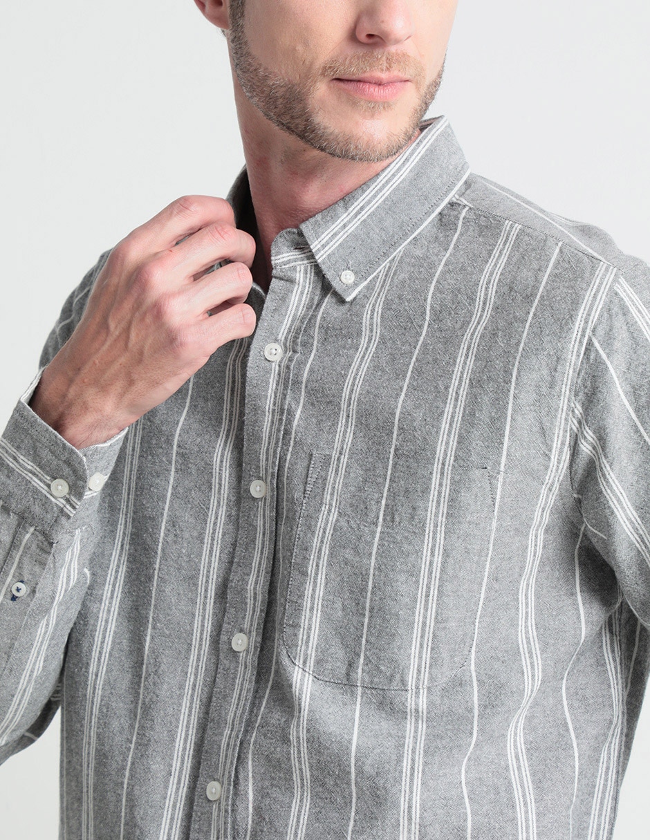 Camisa casual de algodón manga larga para hombre 4