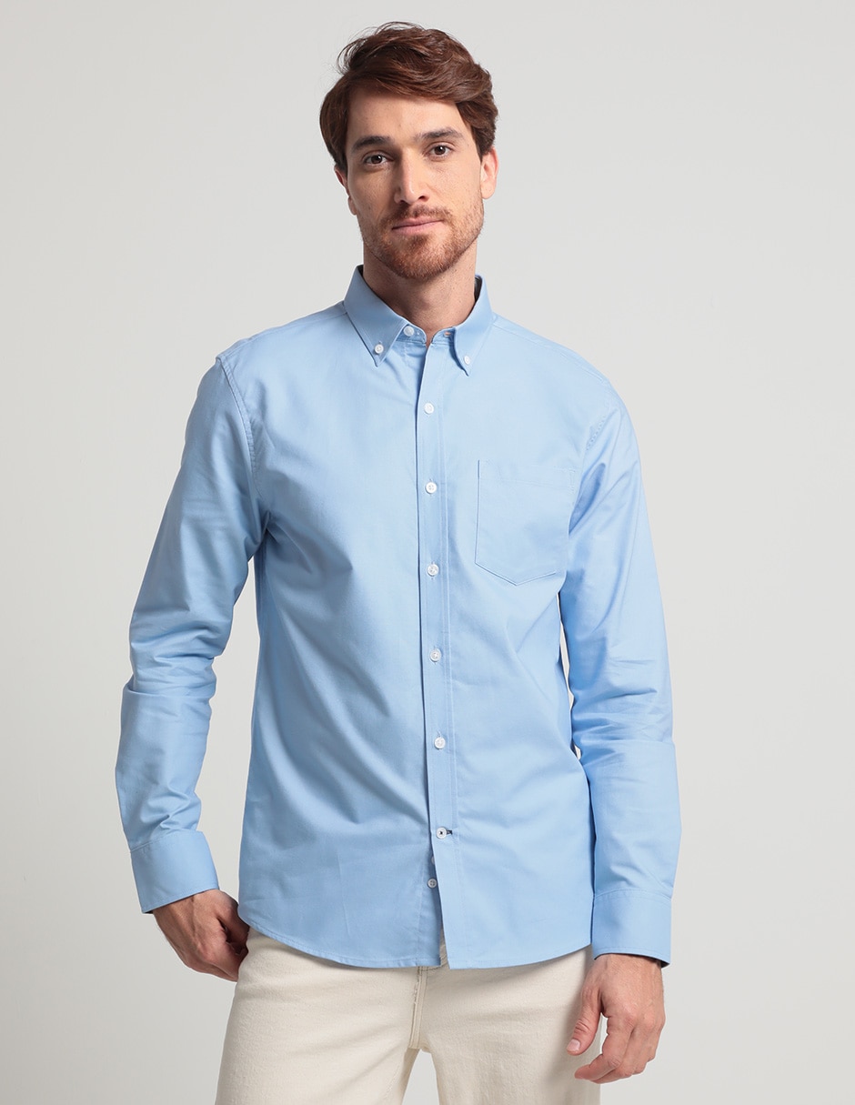 Camisa casual de algodón manga larga para hombre