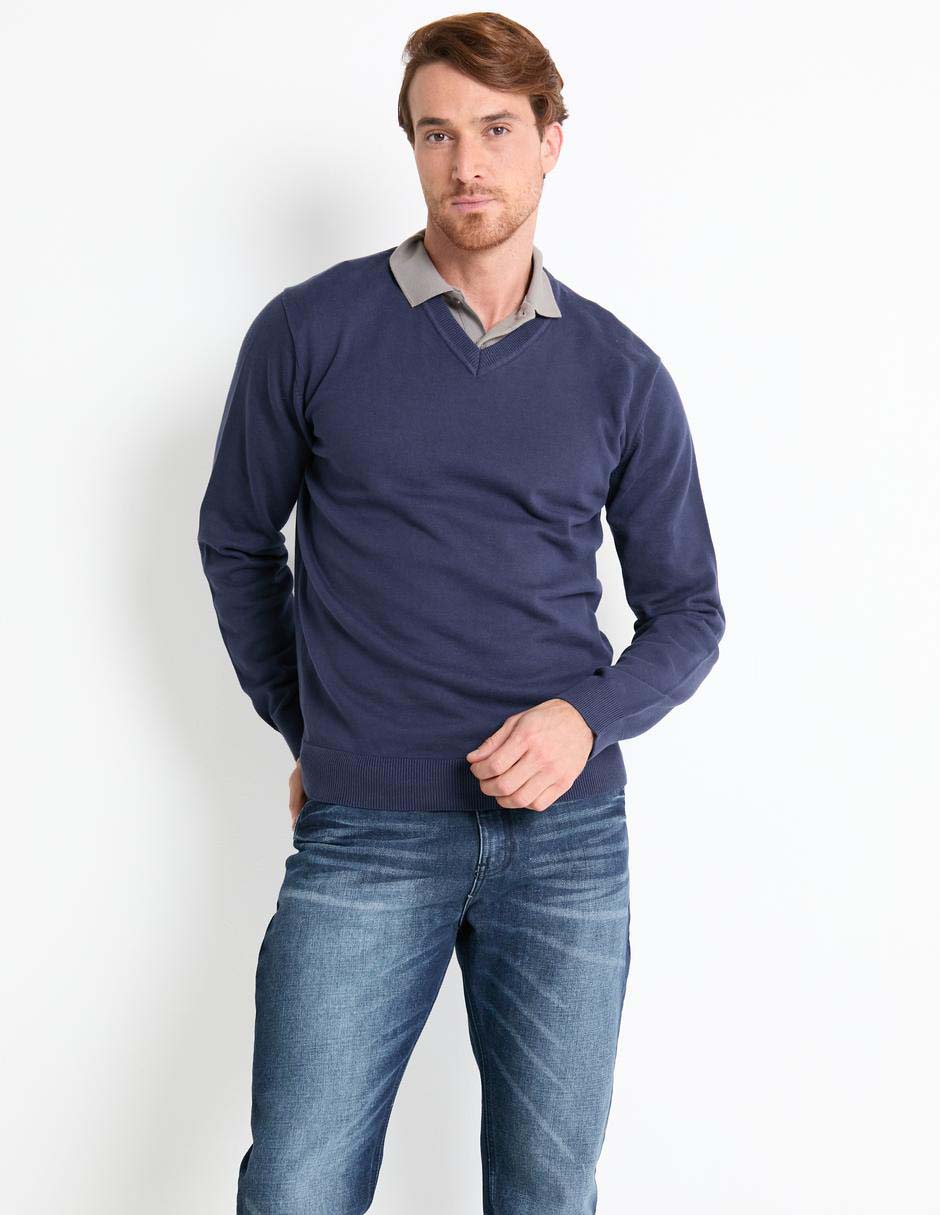 Suéter cuello V para hombre