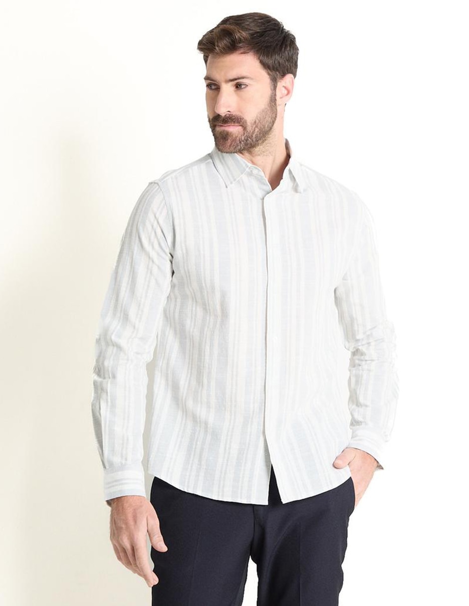 Camisa casual de algodón manga larga para hombre
