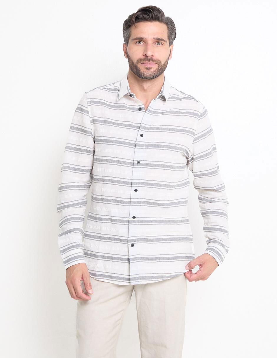 Camisa casual de algodón manga larga para hombre Camisa casual de algodón manga larga para hombre