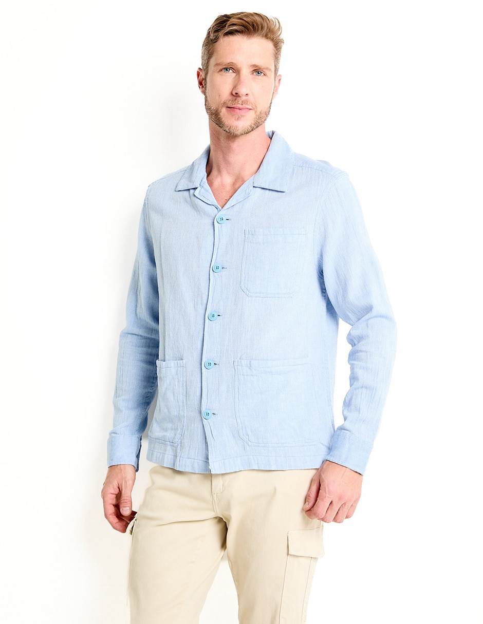 Sobrecamisa casual de algodón manga larga para hombre Sobrecamisa casual de algodón manga larga para hombre