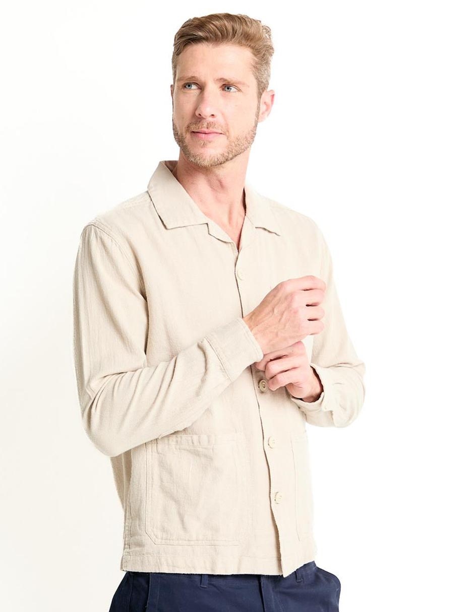 Sobrecamisa casual de algodón manga larga para hombre 1