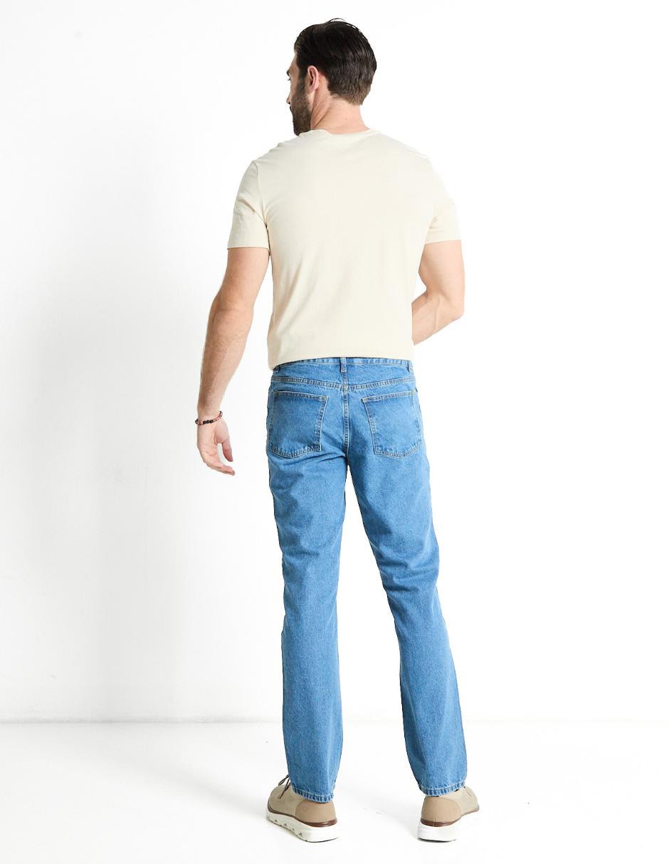 Jeans straight lavado claro para hombre 2