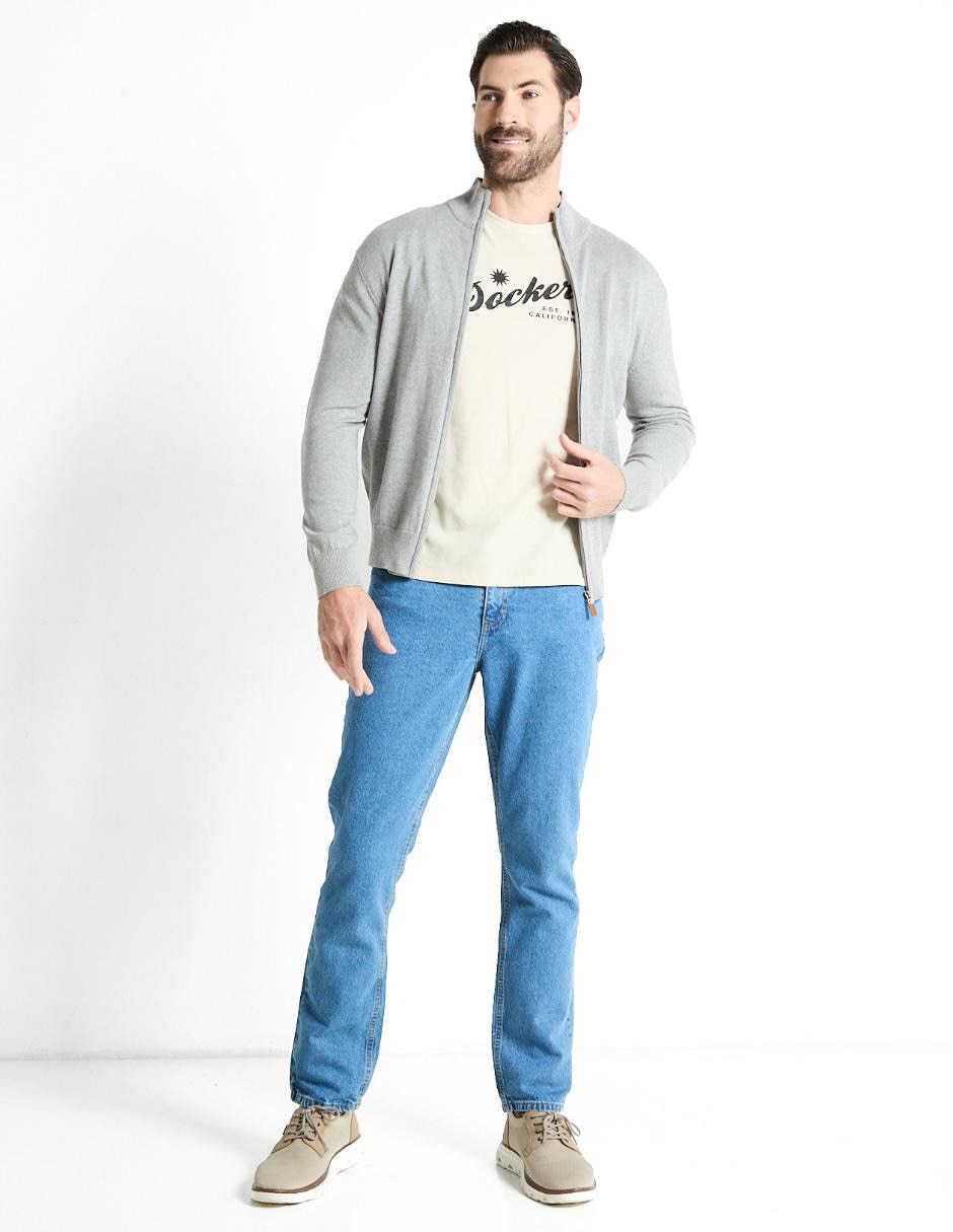 Jeans straight lavado claro para hombre 3