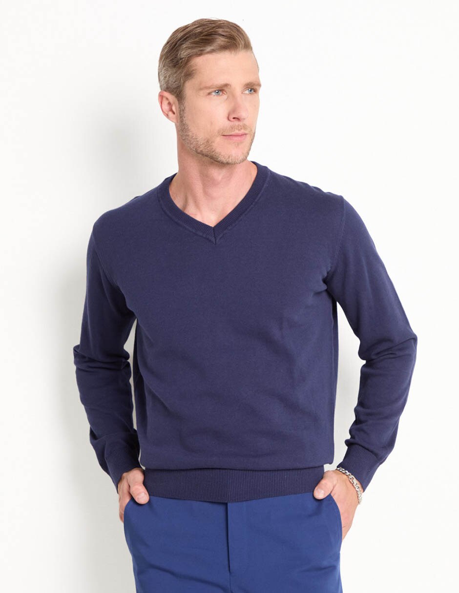 Suéter cuello V para hombre