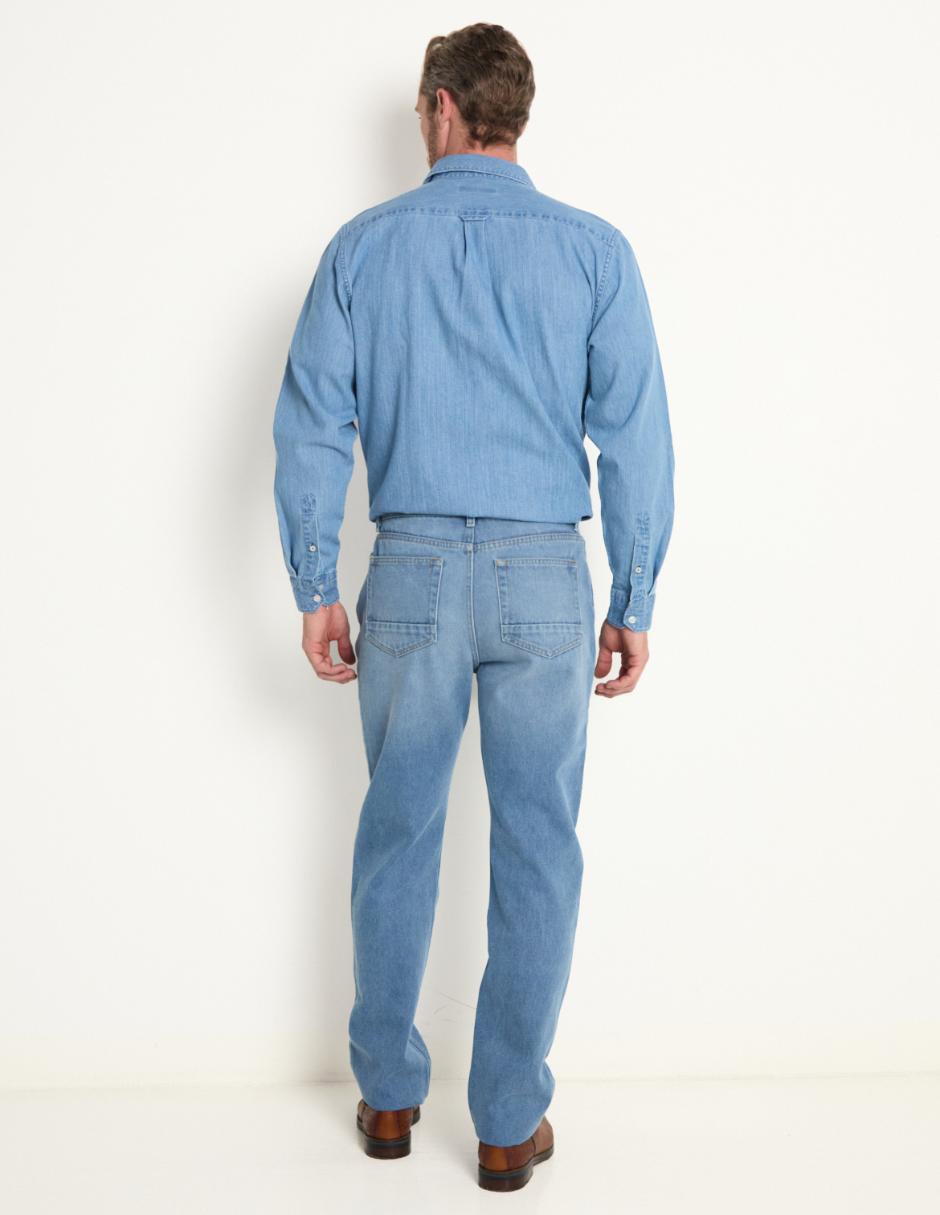 Jeans straight lavado claro para hombre 2