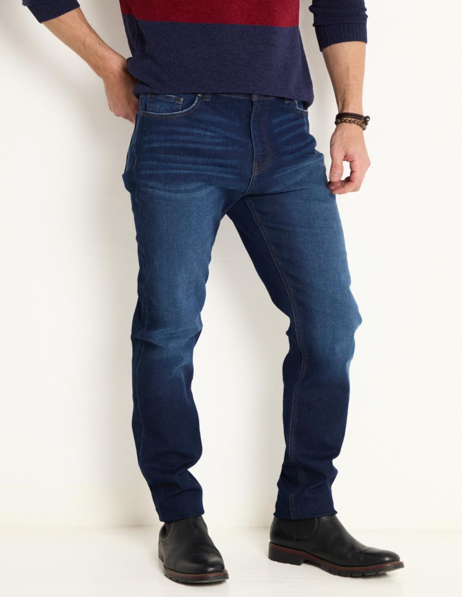 Jeans slim lavado obscuro para hombre