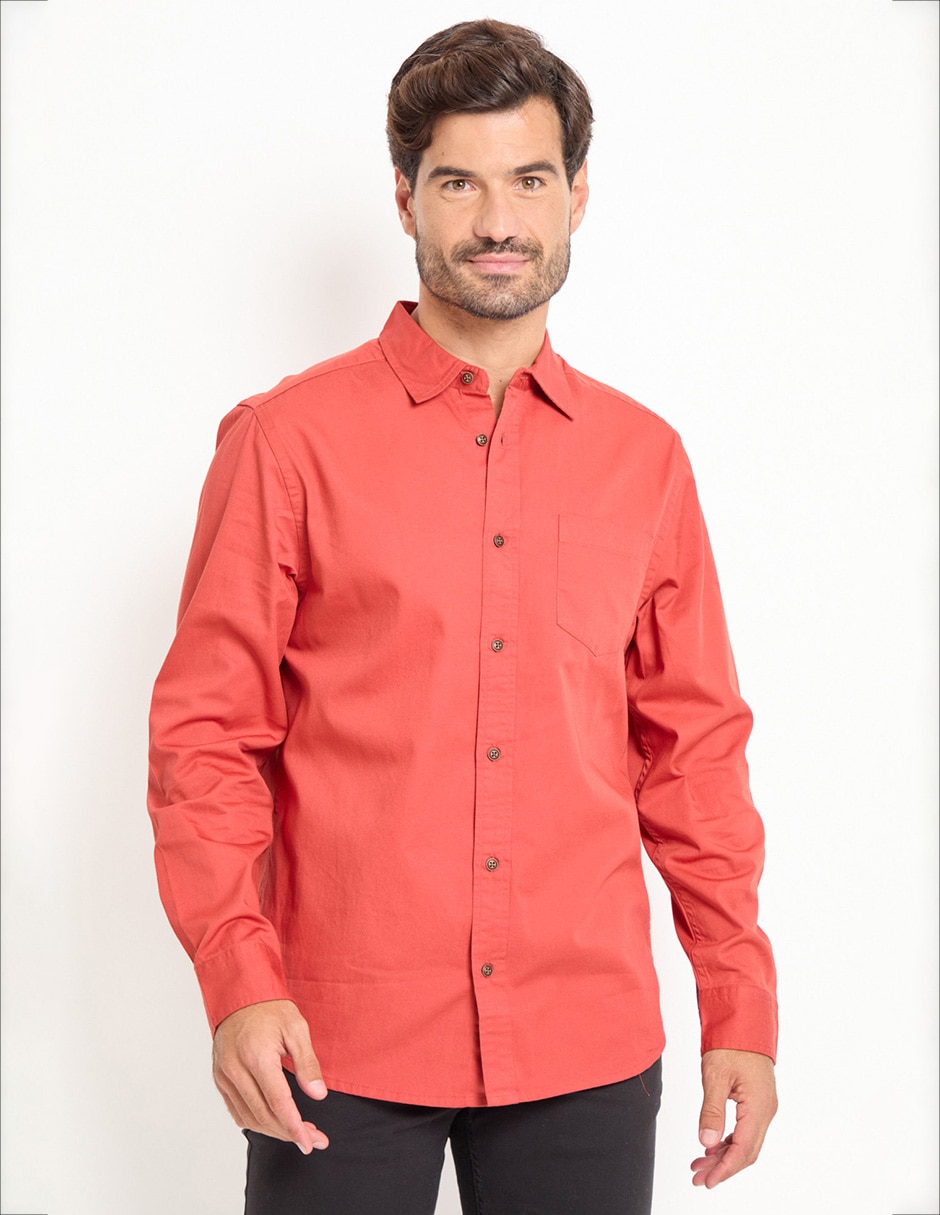 Camisa casual de algodón manga larga para hombre 1