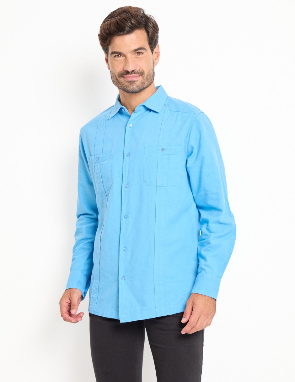 Camisa casual de algodón manga larga para hombre