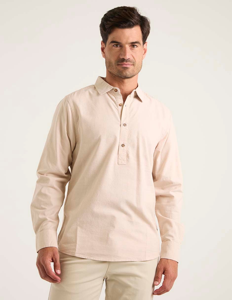 Camisa casual de algodón manga larga para hombre 1