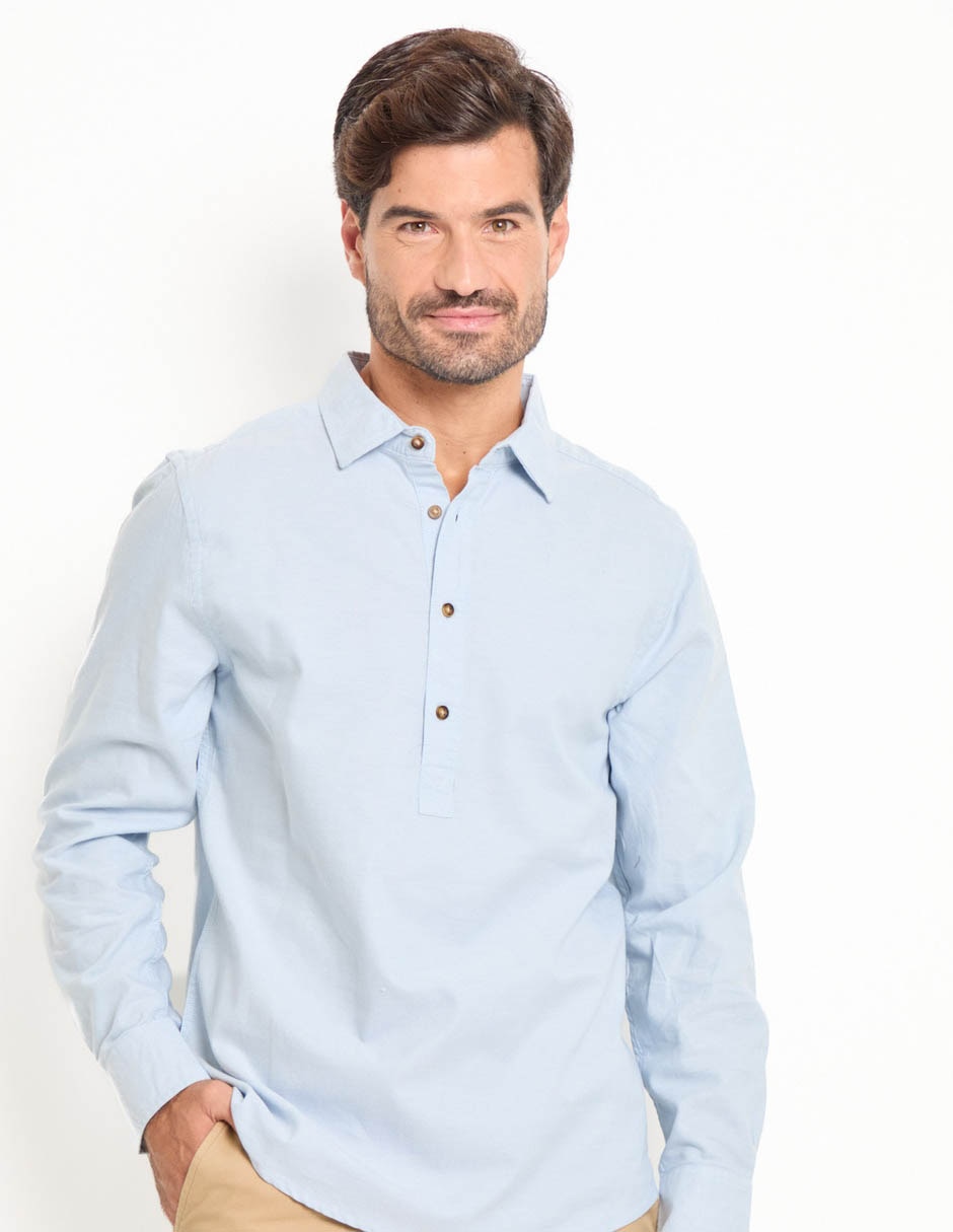 Camisa casual de algodón manga larga para hombre