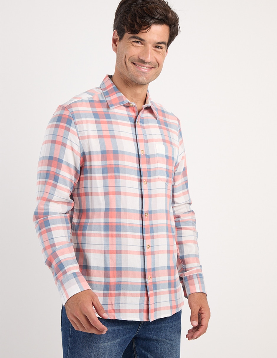 Camisa casual de algodón manga larga para hombre Camisa casual de algodón manga larga para hombre