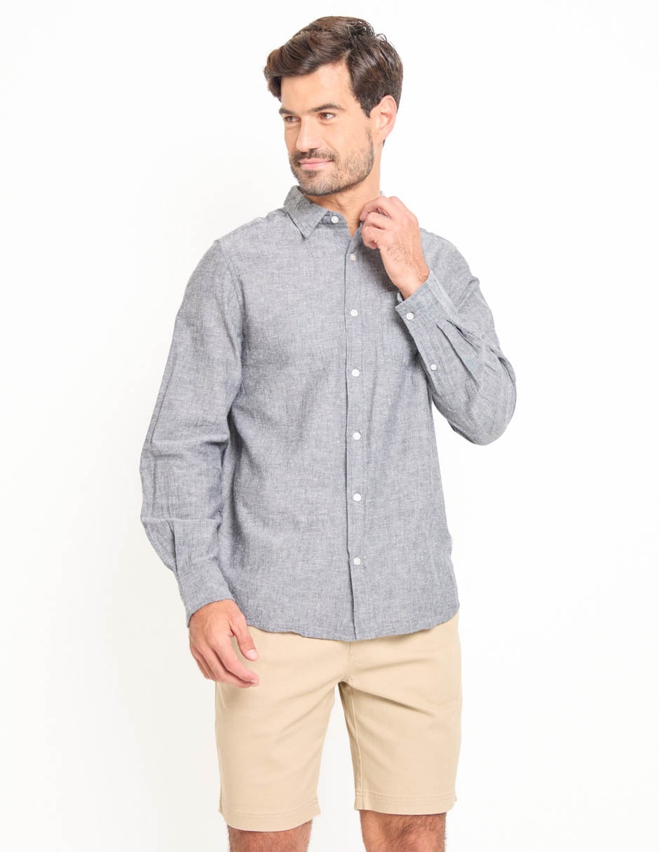 Camisa casual de algodón manga larga para hombre Camisa casual de algodón manga larga para hombre