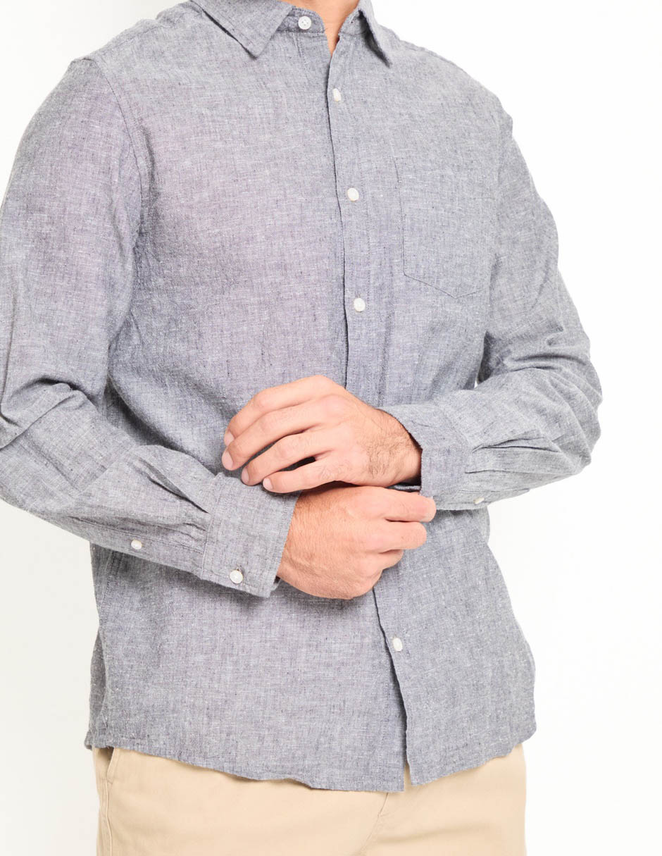 Camisa casual de algodón manga larga para hombre 4