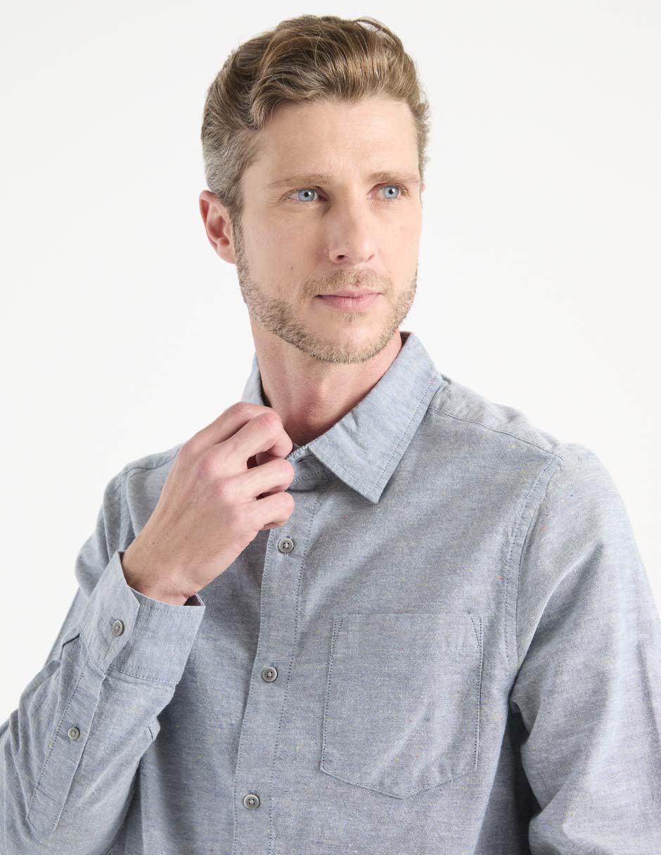 Camisa casual de algodón manga larga para hombre 4