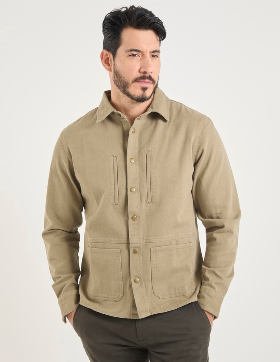 Chamarra casual de mezclilla con bolsillos para hombre