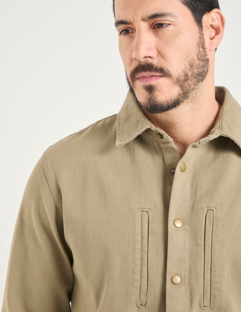 Chamarra casual de mezclilla con bolsillos para hombre 4