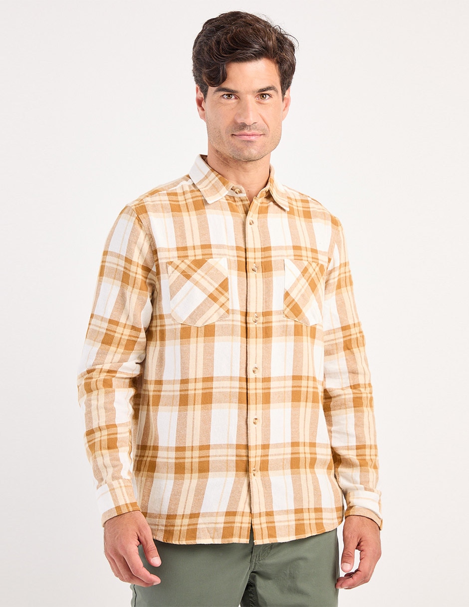 Camisa casual de algodón manga larga para hombre Camisa casual de algodón manga larga para hombre