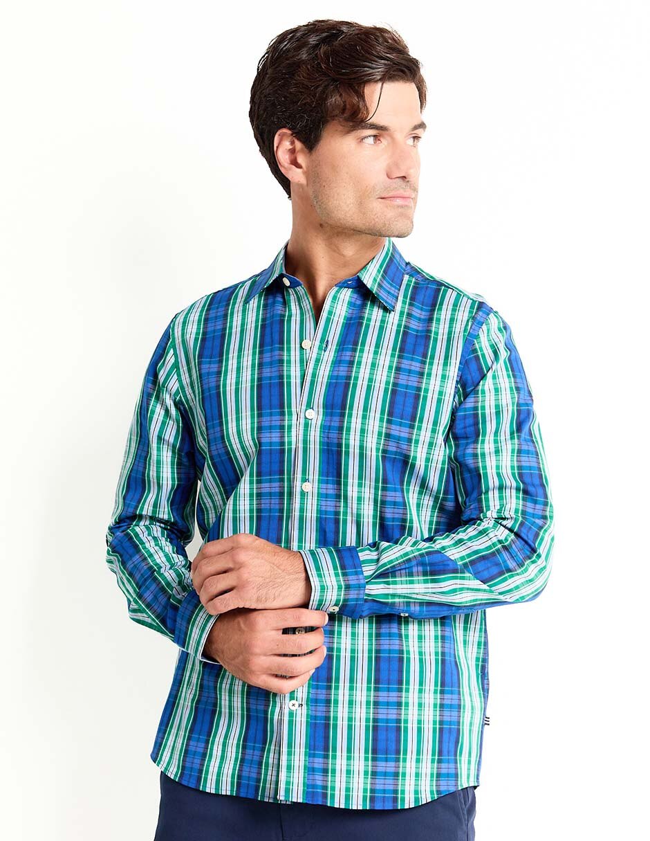 Camisa casual de algodón manga larga para hombre