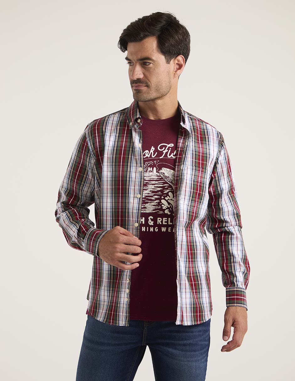 Camisa casual de algodón manga larga para hombre Camisa casual de algodón manga larga para hombre