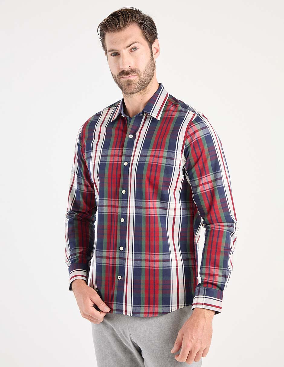 Camisa business casual de algodón manga larga para hombre