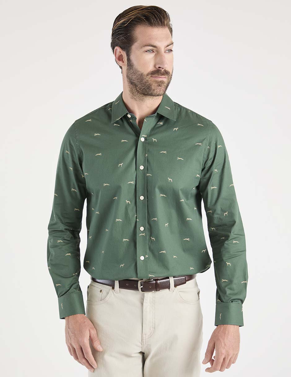 Camisa casual de algodón manga larga para hombre